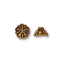 Tiffany 8mm Bead Cap, Antiqued Gold Plate, 20 per Pack