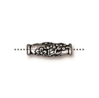 Wild Rose Barrel Bead, Antiqued Silver Plate, 20 per Pack