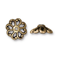 Open Scalloped 12mm Bead Cap, Oxidized Brass Plate, 20 per Pack