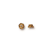Scalloped 4mm Bead Cap, Antiqued Gold Plate, 250 per Pack
