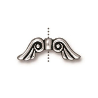 Angel Wings Bead, Antiqued Silver Plate, 20 per Pack