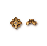 Leaf 8mm Bead Cap, Antiqued Gold Plate, 20 per Pack