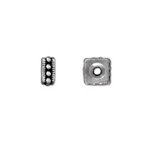 Rococo 6mm Square Bead, Antiqued Silver Plate, 50 per Pack