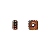 Rococo 6mm Square Bead, Antiqued Copper Plate, 50 per Pack