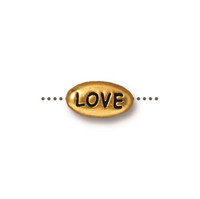 Love Word Bead, Antiqued Gold Plate, 20 per Pack