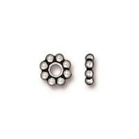 Beaded 8mm Large Hole Bead, Antiqued Silver Plate, 20 per Pack