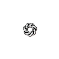 Twist 8mm Large Hole Bead, Antiqued Silver Plate, 20 per Pack