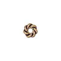 Twist 8mm Large Hole Bead, Antiqued Gold Plate, 20 per Pack