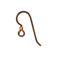 French Hook Ear Wire with 2mm Bright Copper Bead, Niobium Anodized Copper, 50 per Pack