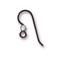 French Hook Ear Wire with Sterling Silver 3mm Bead, Niobium Oxidized Black, 50 per Pack