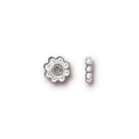 Beaded 6mm Daisy Spacer Bead, Silver Plate, 100 per Pack
