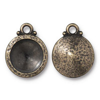 Hammered 12mm Rivoli Bezel Drop, Oxidized Brass Plate, 20 per Pack