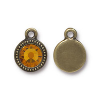 Topaz Beaded Drop, Oxidized Brass Plate, 10 per Pack