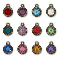 Birthstone Mix Beaded Drop, Oxidized Brass Plate, 36 per Pack