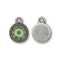 Peridot Beaded Drop, Antiqued Pewter, 10 per Pack