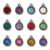 Birthstone Mix Beaded Drop, Antiqued Pewter, 36 per Pack