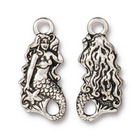 Mermaid Charm, Antiqued Silver Plate, 20 per Pack