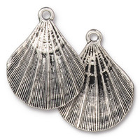 Scallop Shell Pendant, Antiqued Silver Plate, 10 per Pack