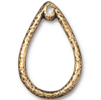 Stitch-around 20x30mm Teardrop Charm, Oxidized Brass Plate, 20 per Pack