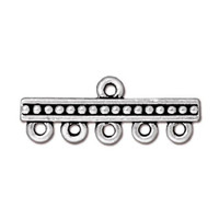 Beaded 5-1 Link, Antiqued Silver Plate, 20 per Pack