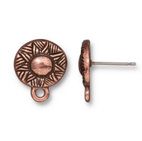 Woven Earring Post, Antiqued Copper Plate, 10 per Pack