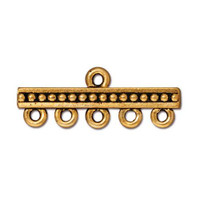 Beaded 5-1 Link, Antiqued Gold Plate, 20 per Pack