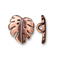 Monstera Button, Antiqued Copper Plate, 20 per Pack