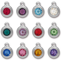 Birthstone Mix, Stepped Drop, White Bronze Plate, 36 per Pack