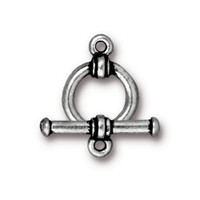 Bar & Ring Clasp Set, Antiqued White Bronze Plate, 10 per Pack