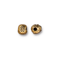 Flower Nugget Large Hole Spacer Bead, Antiqued Gold Plate, 50 per Pack