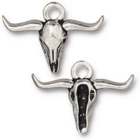 Longhorn Charm, Antiqued Silver Plate, 20 per Pack
