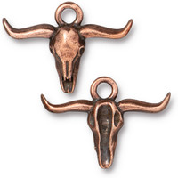 Longhorn Charm, Antiqued Copper Plate, 20 per Pack