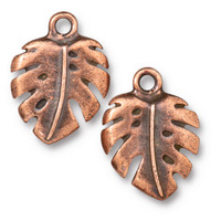 Monstera Charm, Antiqued Copper Plate, 20 per Pack