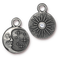 Starry Night Charm with SS9 Crystal, Antiqued Pewter, 6 per Pack