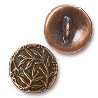 Bamboo Button, Antiqued Copper Plate, 20 per Pack