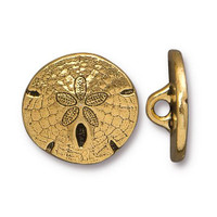Sand Dollar Button, Antiqued Gold Plate, 20 per Pack