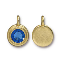 Sapphire Stepped Charm, Gold Plate, 10 per Pack