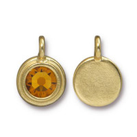 Topaz Stepped Charm, Gold Plate, 10 per Pack