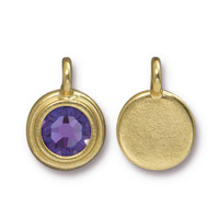 Tanzanite Stepped Charm, Gold Plate, 10 per Pack