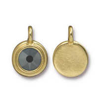 Jet Hematite Stepped Charm, Gold Plate, 10 per Pack