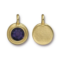 Clearance: Purple Velvet Stepped Charm, Gold Plate, 10 per Pack