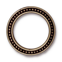 Clearance: Beaded Ring 1 inch, Oxidized Brass Plate, 20 per Pack