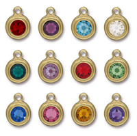 Birthstone Mix, Stepped Drop, Gold Plate, 36 per Pack