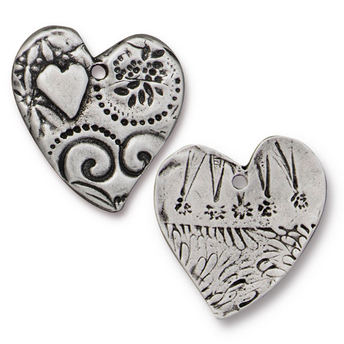 Wholesale Pewter Antiqued Heart Charms for Jewelry Making - TierraCast