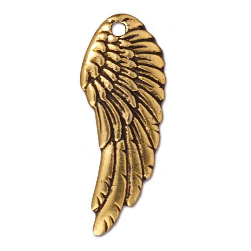 Left Angel Wing Charm, Antiqued Gold Plate, 20 per Pack
