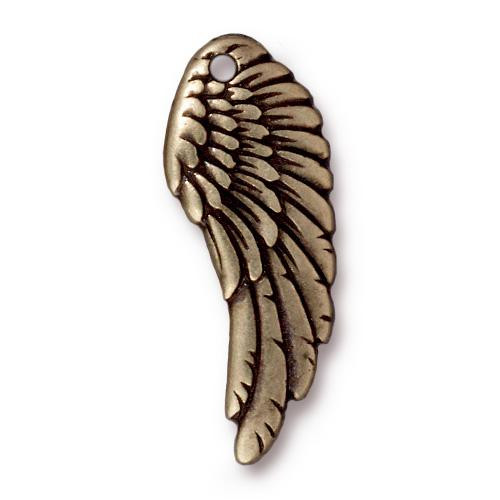 Left Angel Wing Charm, Oxidized Brass Plate, 20 per Pack