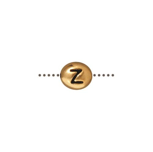 Z Alphabet Bead, Antiqued Gold Plate, 20 per Pack