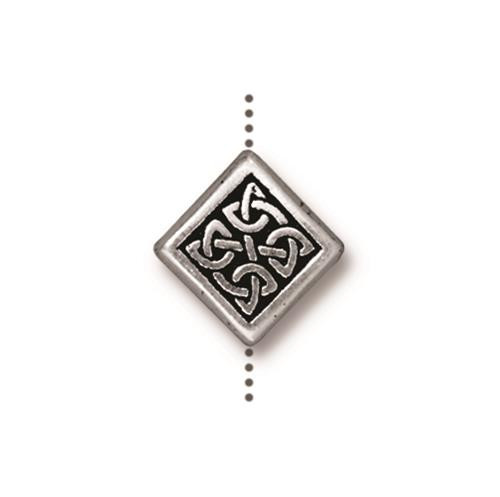 Medium Celtic Diamond Bead, Antiqued Silver Plate, 20 per Pack
