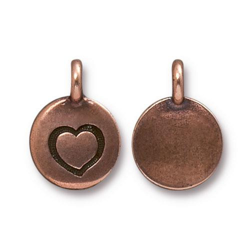 BULK Charms Heart Charms Antiqued Copper 50 pieces Wholesale Charms