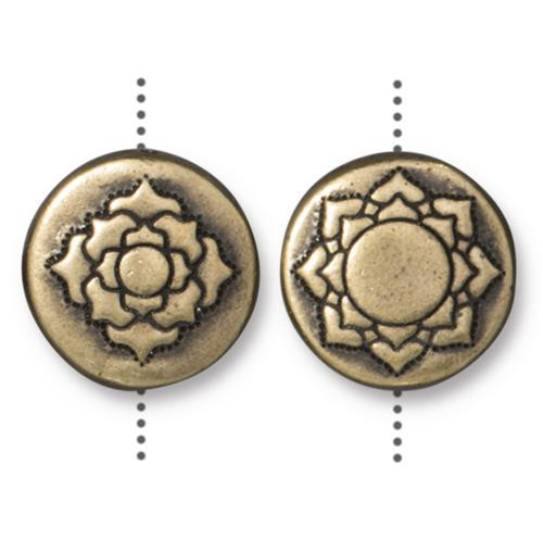 Lotus 14mm Puffed Bead, Oxidized Brass Plate, 10 per Pack